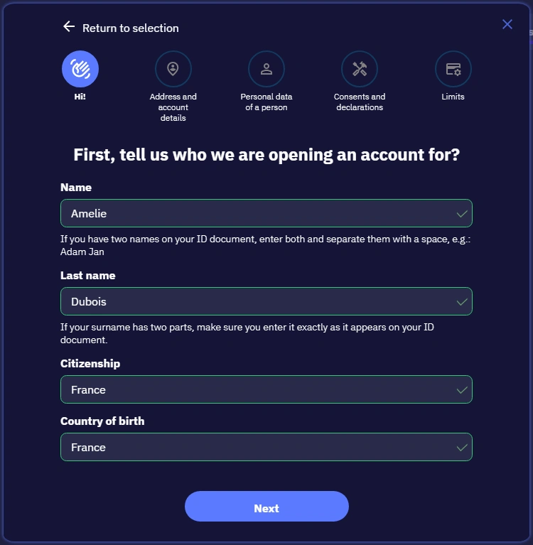 Création d'un Nouveau Compte